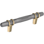 Amerock London 3-3/4 Inch Center to Center Bar Cabinet Pull Black Chrome / Golden Champagne