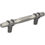 Amerock London 3-3/4 Inch Center to Center Bar Cabinet Pull Satin Nickel / Black Chrome