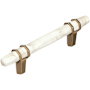 Amerock Carrione 3-3/4 Inch Center to Center Designer Cabinet Pull Marble White / Golden Champagne