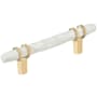 Amerock Carrione 3-3/4 Inch Center to Center Designer Cabinet Pull Marble White / Champagne Bronze