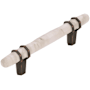 Amerock Carrione 3-3/4 Inch Center to Center Designer Cabinet Pull Marble White / Oil Rubbed Bronze