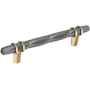 Amerock London 5-1/16 Inch Center to Center Bar Cabinet Pull Black Chrome / Golden Champagne