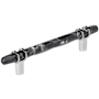 Amerock Carrione 5-1/16 Inch Center to Center Designer Cabinet Pull Marble Black / Polished Chrome