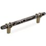 Amerock Carrione 5-1/16 Inch Center to Center Designer Cabinet Pull Marble Black / Golden Champagne