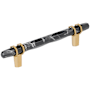 Amerock Carrione 5-1/16 Inch Center to Center Designer Cabinet Pull Marble Black / Champagne Bronze