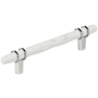 Amerock Carrione 5-1/16 Inch Center to Center Designer Cabinet Pull Marble White / Polished Chrome