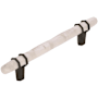 Amerock Carrione 5-1/16 Inch Center to Center Designer Cabinet Pull Marble White / Black Bronze