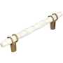 Amerock Carrione 5-1/16 Inch Center to Center Designer Cabinet Pull Marble White / Golden Champagne