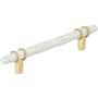 Amerock Carrione 5-1/16 Inch Center to Center Designer Cabinet Pull Marble White / Champagne Bronze