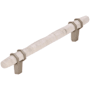 Amerock Carrione 5-1/16 Inch Center to Center Designer Cabinet Pull Marble White / Satin Nickel