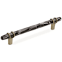 Amerock Carrione 6-5/16 Inch Center to Center Designer Cabinet Pull Marble Black / Golden Champagne
