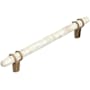 Amerock Carrione 6-5/16 Inch Center to Center Designer Cabinet Pull Marble White / Golden Champagne