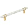 Amerock Carrione 6-5/16 Inch Center to Center Designer Cabinet Pull Marble White / Champagne Bronze
