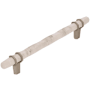 Amerock Carrione 6-5/16 Inch Center to Center Designer Cabinet Pull Marble White / Satin Nickel