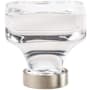 Amerock Glacio 1-3/8 Inch Square Cabinet Knob Crystal / Satin Nickel