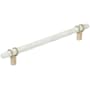 Amerock Carrione 8 Inch Center to Center Designer Cabinet Pull Marble White / Golden Champagne