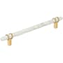 Amerock Carrione 8 Inch Center to Center Designer Cabinet Pull Marble White / Champagne Bronze