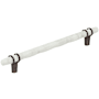 Amerock Carrione 8 Inch Center to Center Designer Cabinet Pull Marble White / Oil Rubbed Bronze