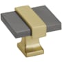Amerock Overton 1-5/16 Inch Square Cabinet Knob Black Chrome / Brushed Gold