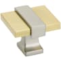 Amerock Overton 1-5/16 Inch Square Cabinet Knob Brushed Gold / Satin Nickel