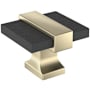 Amerock Overton 1-5/16 Inch Square Cabinet Knob Brushed Matte Black / Golden Champagne