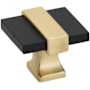Amerock Overton 1-5/16 Inch Square Cabinet Knob Brushed Matte Black / Brushed Gold