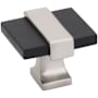 Amerock Overton 1-5/16 Inch Square Cabinet Knob Brushed Matte Black / Satin Nickel