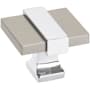Amerock Overton 1-5/16 Inch Square Cabinet Knob Satin Nickel / Polished Chrome