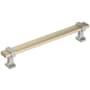 Amerock Overton 6-5/16 Inch Center to Center Bar Cabinet Pull Golden Champagne / Satin Nickel