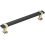 Amerock Overton 6-5/16 Inch Center to Center Bar Cabinet Pull Brushed Matte Black / Golden Champagne