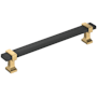 Amerock Overton 6-5/16 Inch Center to Center Bar Cabinet Pull Brushed Matte Black / Champagne Bronze