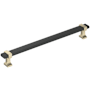 Amerock Overton 8-13/16 Inch Center to Center Bar Cabinet Pull Brushed Matte Black / Golden Champagne
