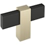 Amerock Mulino 5/16 Inch Bar Cabinet Knob Matte Black / Golden Champagne
