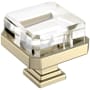 Amerock Glacio 1-3/8 Inch Square Cabinet Knob Clear / Golden Champagne