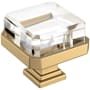 Amerock Glacio 1-3/8 Inch Square Cabinet Knob Clear / Champagne Bronze