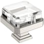 Amerock Glacio 1-3/8 Inch Square Cabinet Knob Clear / Satin Nickel