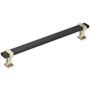 Amerock Overton 7-9/16 Inch Center to Center Bar Cabinet Pull Brushed Matte Black / Golden Champagne