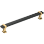 Amerock Overton 7-9/16 Inch Center to Center Bar Cabinet Pull Brushed Matte Black / Champagne Bronze