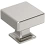 Amerock Lintel 1-1/4 Inch Square Cabinet Knob Satin Nickel