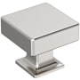 Amerock Lintel 1-1/4 Inch Square Cabinet Knob Polished Nickel