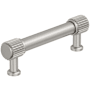Amerock Farewind 3-3/4 Inch Center to Center Fluted Bar Cabinet Pull Satin Nickel