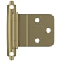 Amerock Functional Hardware 3/8 Inch Inset Surface Mount Cabinet Door Hinge with 105 Degree Opening Angle and Self Close Function - Pair Golden Champagne