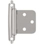 Amerock Functional Hardware Variable Overlay Surface Mount Cabinet Door Hinge with 105 Degree Opening Angle and Self Close Function - Pair Polished Chrome