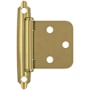 Amerock Functional Hardware Variable Overlay Surface Mount Cabinet Door Hinge with 105 Degree Opening Angle and Self Close Function - Pair Polished Brass