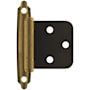 Amerock Functional Hardware Variable Overlay Surface Mount Cabinet Door Hinge with 105 Degree Opening Angle and Self Close Function - Pair Antique Brass