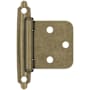 Amerock Functional Hardware Variable Overlay Surface Mount Cabinet Door Hinge with 105 Degree Opening Angle and Self Close Function - Pair Burnished Brass