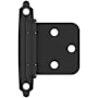 Amerock Functional Hardware Variable Overlay Surface Mount Cabinet Door Hinge with 105 Degree Opening Angle and Self Close Function - Pair Matte Black