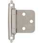 Amerock Functional Hardware Variable Overlay Surface Mount Cabinet Door Hinge with 105 Degree Opening Angle and Self Close Function - Pair Satin Nickel