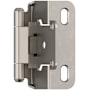 Amerock Functional Hardware 1/2 Inch Overlay Wrap Cabinet Door Hinge with 105 Degree Opening Angle and Self Close Function - Pair Satin Nickel