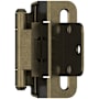Amerock Functional Hardware 3/8 Inch Inset Wrap Cabinet Door Hinge with 105 Degree Opening Angle and Self Close Function - Pair Burnished Brass